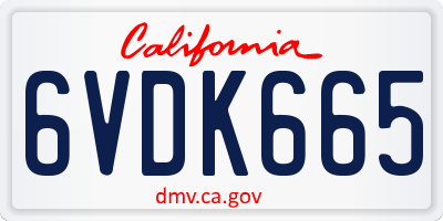 CA license plate 6VDK665
