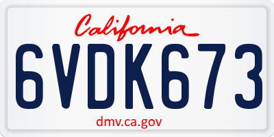 CA license plate 6VDK673
