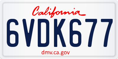 CA license plate 6VDK677