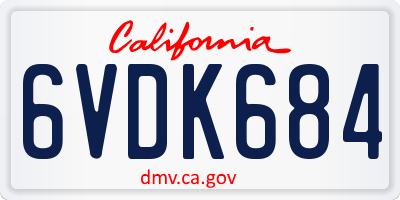 CA license plate 6VDK684