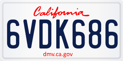 CA license plate 6VDK686