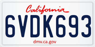 CA license plate 6VDK693