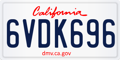CA license plate 6VDK696