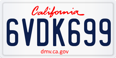 CA license plate 6VDK699