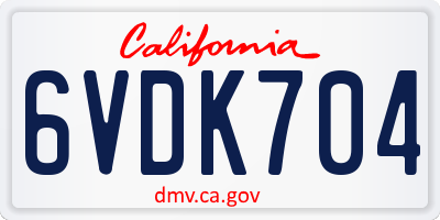 CA license plate 6VDK704