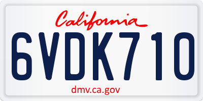CA license plate 6VDK710