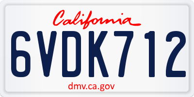 CA license plate 6VDK712