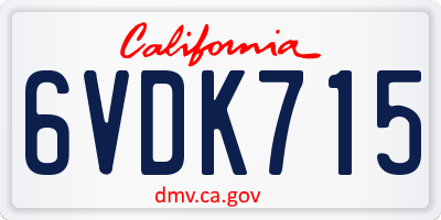 CA license plate 6VDK715