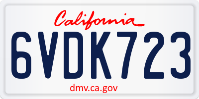 CA license plate 6VDK723