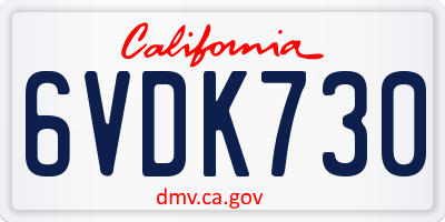 CA license plate 6VDK730