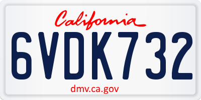 CA license plate 6VDK732