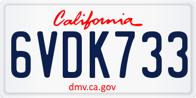 CA license plate 6VDK733