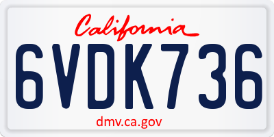 CA license plate 6VDK736