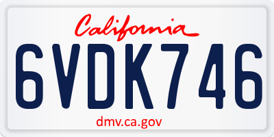 CA license plate 6VDK746