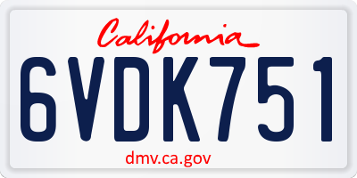 CA license plate 6VDK751