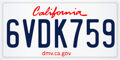CA license plate 6VDK759
