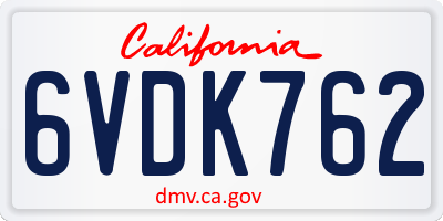 CA license plate 6VDK762
