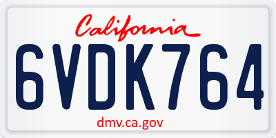 CA license plate 6VDK764