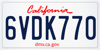 CA license plate 6VDK770