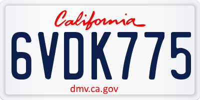 CA license plate 6VDK775