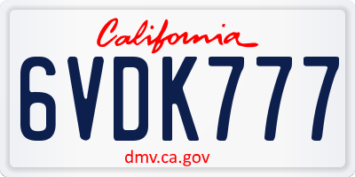 CA license plate 6VDK777