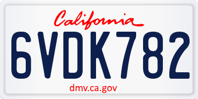 CA license plate 6VDK782