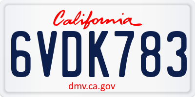 CA license plate 6VDK783