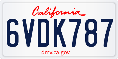 CA license plate 6VDK787