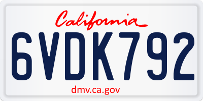 CA license plate 6VDK792