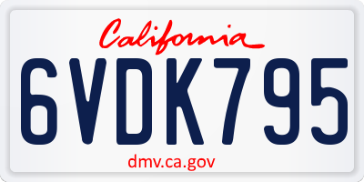 CA license plate 6VDK795