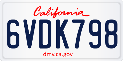 CA license plate 6VDK798