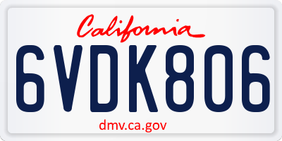 CA license plate 6VDK806