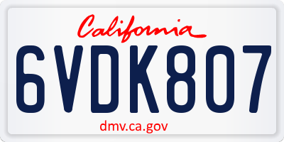 CA license plate 6VDK807
