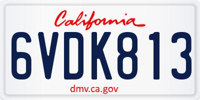 CA license plate 6VDK813