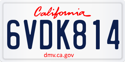 CA license plate 6VDK814
