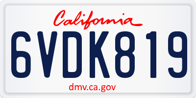 CA license plate 6VDK819