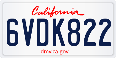 CA license plate 6VDK822