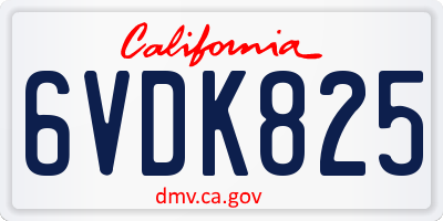 CA license plate 6VDK825