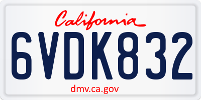 CA license plate 6VDK832