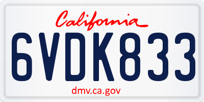 CA license plate 6VDK833
