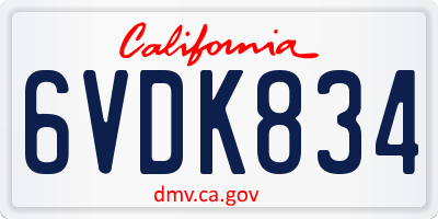 CA license plate 6VDK834
