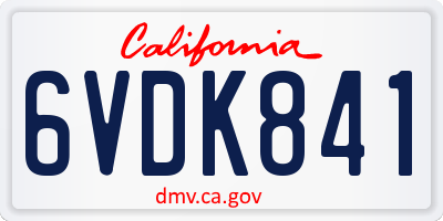 CA license plate 6VDK841