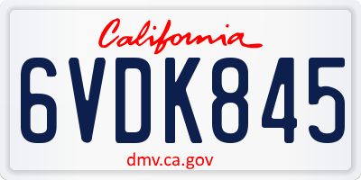 CA license plate 6VDK845