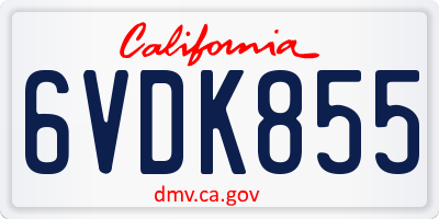 CA license plate 6VDK855