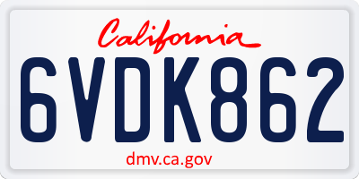 CA license plate 6VDK862