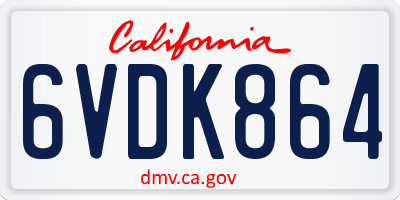 CA license plate 6VDK864