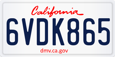 CA license plate 6VDK865