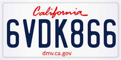 CA license plate 6VDK866