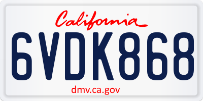 CA license plate 6VDK868