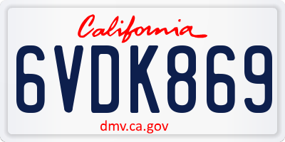 CA license plate 6VDK869